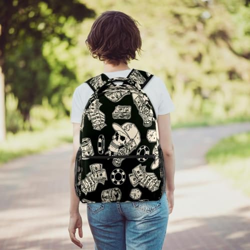 Sac à dos sac à dos d'école multicolore imprimé crâne de dés