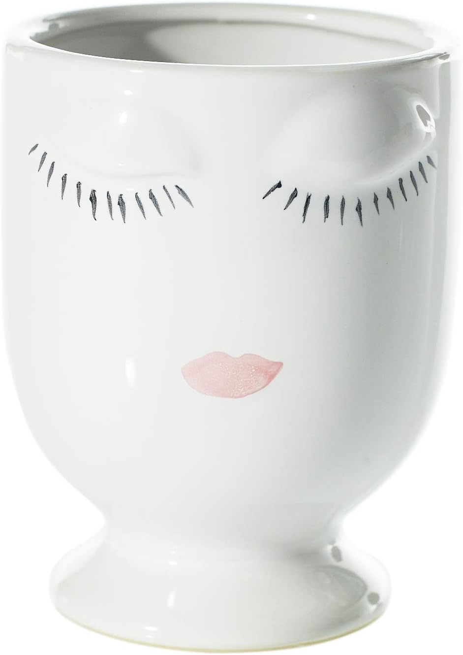 Ceramic Planter with Painted Face (5, White)