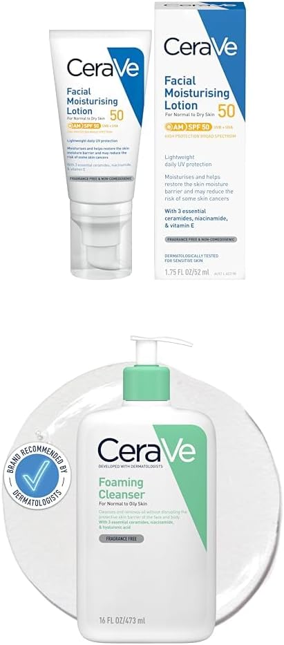 Cerave AM Facial Moisturising cream SPF 50 + CERAVE CLEANSERS FOAMING CLEANSER 473 ML
