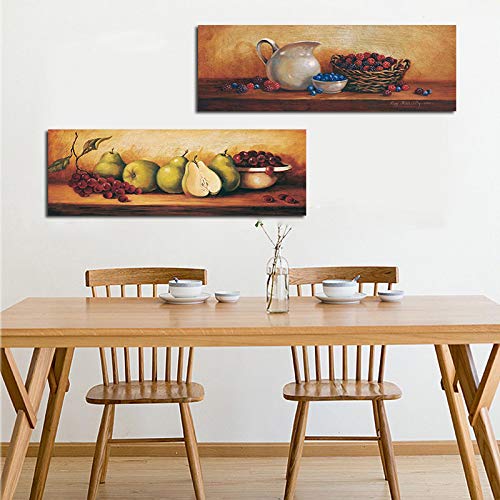 Affiche de cuisine vintage de fruits impression sur toile scandinave sans cadre 30x90cm x2