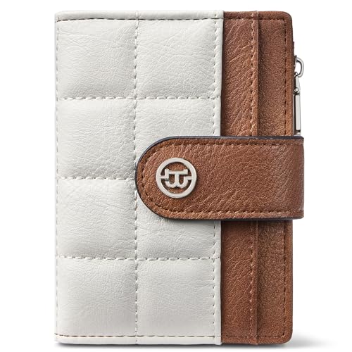 BOSTANTEN Carteira Feminina Porta Cartão Pequena com Bolso para Moedas com Zíper, Couro PU, 6 Slots para Cartões, 1 Janela para ID, Bloqueio RFID, Slim e Elegante