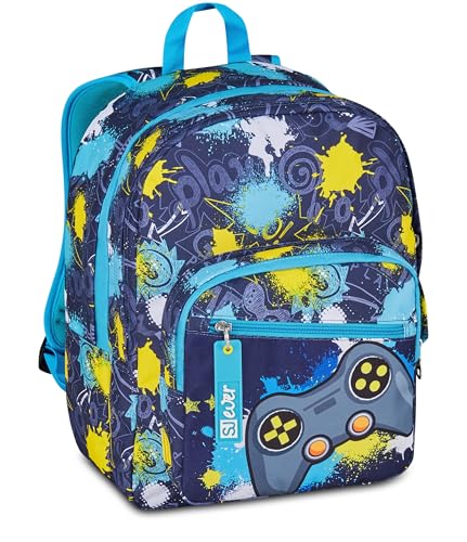 SJ GANG STYLE JAM GANG Zaino Doppio Scomparto Sj Ever, Blu, Tasca Porta Borraccia, Maxi Capienza, Schienale Preformato, Zaino Scuola Elementare, Bambino