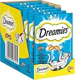 Dreamies Klassiker Katzensnacks mit Lachs – Traumhaft knusprige Taschen mit zarter Füllung – 6 x 60g