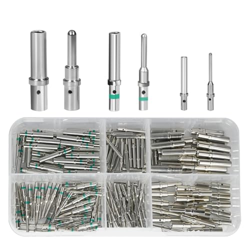 180PCS Deutsch Connector Pins and Sockets, Barrel Style Contact Pin Kit, Sizes 12/16/20 Male and Female Solid Terminals, Wire Gauge Range 12-22 AWG for Deutsch DTP, DT, DTM Series Connectors