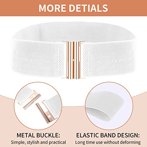 cobee Wide Stretchy Belts for Women, Vintage Elastic Waist Belts Fashion Retro Adjustable Cinch Belt with Buckle for Dresses4