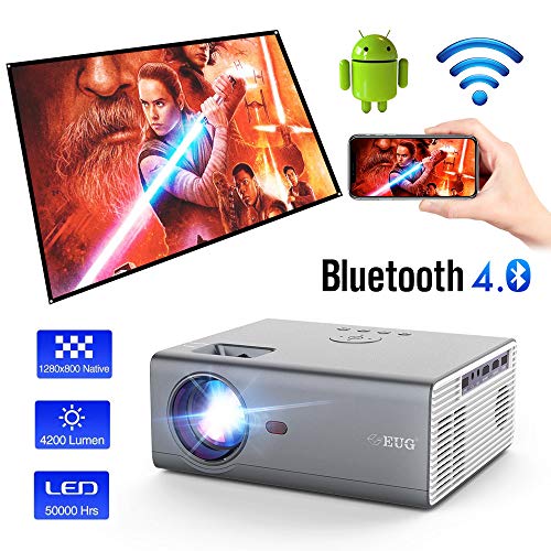 Mini Portátil Proyector con WiFi, 3850 Lúmenes Full HD 1080P Soportado Proyector Bluetooth, LED Video Proyector con HDMI, USB, Compatible con iPhone, Laptop, TV Stick, PS4 para Cine en Casa