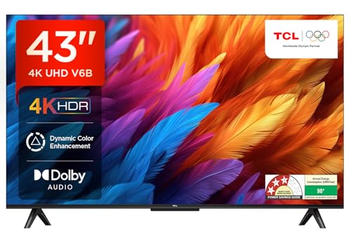 TCL 108 cm (43 inches) Metallic Bezel-Less Series 4K Ultra HD Smart LED Google TV 43V6B (Black)