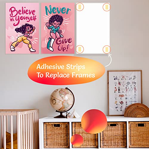 Black Girl Wall Art For Little Girl Room Decor – Black Art Posters For Teen Girls Room Set Of 4 - Kids Room Decor For Girls - Girls Wall Decor - Black Woman Wall Art 11X17” - Kids Posters #TOP3
