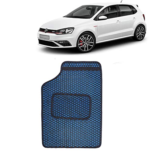 Image of Kingsway Dotted Design Car Floor Foot Mats Universal Fit for Volkswagen Polo GT, Model Year : 2012 Onwards, Water and Dustproof, Color Blue, Set of 5 Pieces