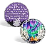 CHURYUML One Day at a Time 6 Month Sobriety Coin - Guided by the Light Six Month Sober Chip, 180 Day Sobriety Chips Alcoholics Anonymous AA Recovery Coins Chips Medallions Sobriety Gifts for Women Men
