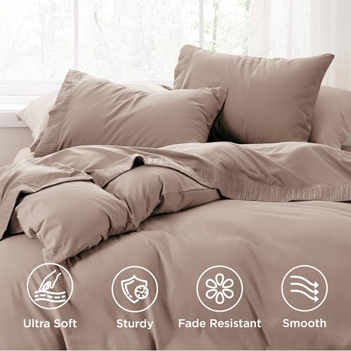 Image of Bedsure Twin Sheets Set - 3 Pieces Soft Twin Bed Sheets - Breathable & Cooling - Hotel Luxury - Easy Care Polyester Microfiber Bedding for Women, Men, Khaki