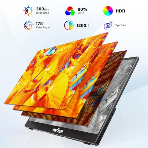 Image of InnoView 15.6 Inch Portable Monitor FHD 1080P, Second External Monitor, for Laptop, Desktop, MacBook, Phones, Tablet, HDMI, USB C, Built-in Speaker, with Protective Case, PS5 /4, Xbox, Switch