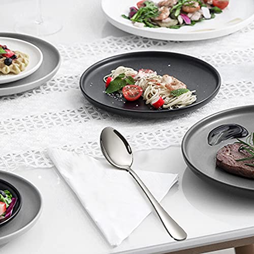 Image of 8.1-Inch Stainless Steel Dinner Spoons Set of 12, Heavy Duty Mirror Polished Table Spoons, Dishwasher Safe Silverware for Home Kitchen Restaurant Use