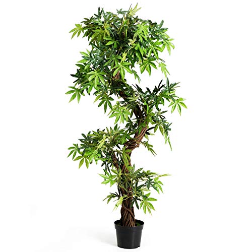 COSTWAY Arbre Artificiel Plante Artificielle en Pot Convient pour Intérieur ou Extérieur 160 cm