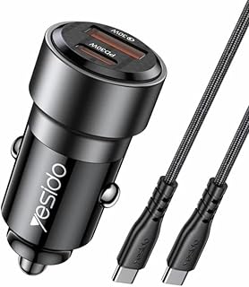 شاحن من في فولت بتقنية USB، متوافق مع أجهزة USB وType-C، بثلاثة منافذ للسيارة