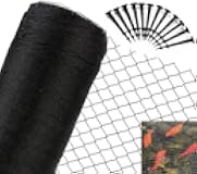 JUNFLYING 10x30 Ft Pond Netting for Leaves, 1/2 in Fine Mesh, Strong Woven Koi Fish Net Cover, Against Birds, Cats & Predators, Stakes Included