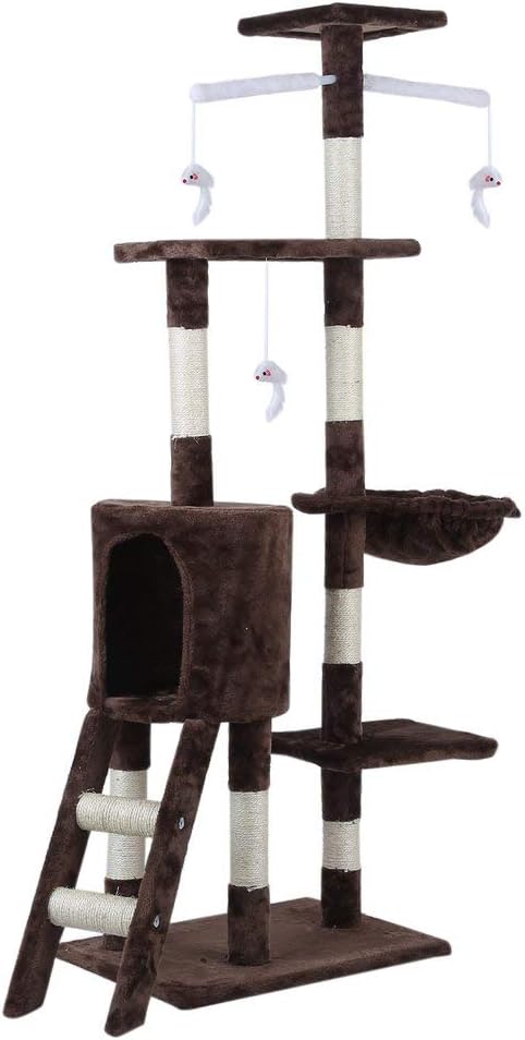 Scratch Posts,Cat Scratcher Towers Tree,Pet Furniture 143cm Tall Scratching Climbing Activity Center Sleeping Bed House for Adult Cats & Kitten 5ft