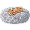 Feandrea Cuccia Cane Interno, Cuccia per Cani, Lettino per Animali Domestici a Ciambella, Cuscino Sfoderabile e Lavabile, Tappeto di Peluche, Diametro 60 cm, Grigio Ombré PGW038G01