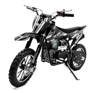 50cc Kids Dirt Bike, 4-Stroke Gas Powered Mini Motorcycle Up to 40MPH, Off-Road Dirt Bike for Kids 8-14 with Front Rear Disc Brakes, Double Shock Absorption