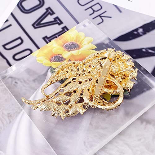 Image of LAXPICOL Vintage Clear Austrian Crystal Elegant Flower Bouquet Wing Brooch for Women