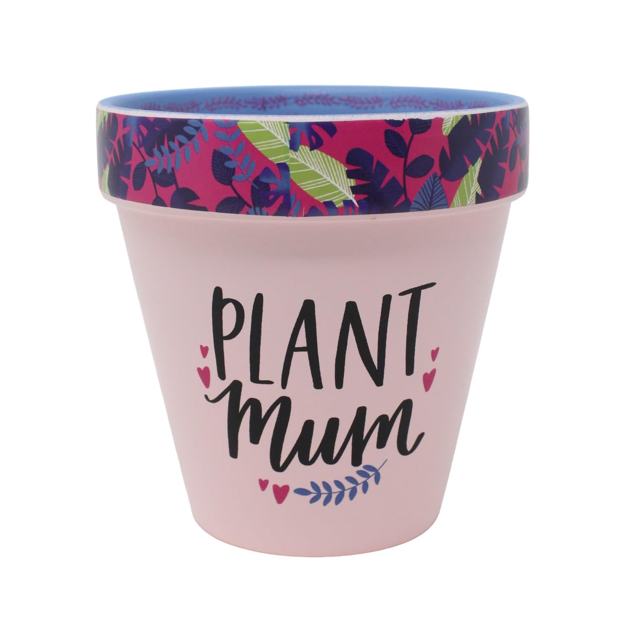 WPL Gifts Love Plants Small Flower Planter Pots - Fun Quotes & Humour in Pastel Colours - with Optional Coaster Add On - Perfect Floral Home Decor (Plant Mum)