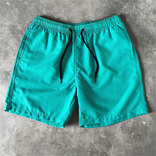 Beach Shorts Swim Shorts for Men Waterproof Elastic Waist Drawstring Pocket Swimsuits Swim Trunks 3" Inseam Beach Sport Shorts 80s Swimsuit for Women Mint Green 4X2