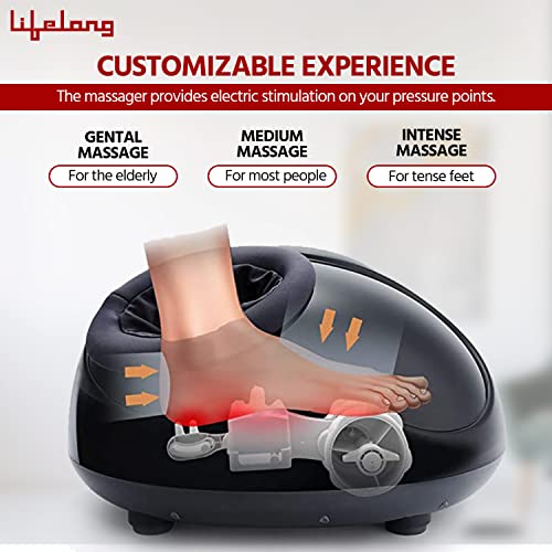 Image of Lifelong LLM432 Air Bag Foot Massager | Shiatsu Foot Massager Machine with Soothing Heat, Deep Kneading Therapy, Air Compression, for Blood Circulation and Foot Wellness, Brown