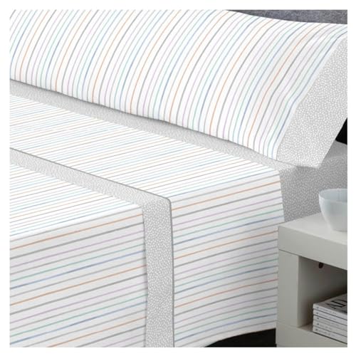 DECASATEXTIL – Juego de sábanas Cama  3 Piezas – Diferenctes diseños   48% Algodón, 144Hilos  Oeko Tex® – Sabana Bajera, encimera y Funda Almohada   Cama 150cm   Vito Gris
