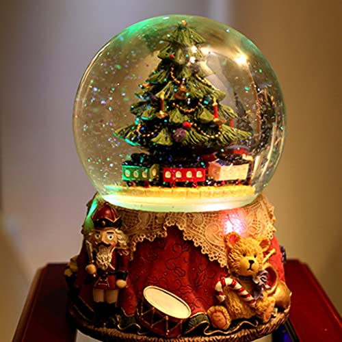 Slnfxc Christmas Tree Dream Crystal Ball Music Box Rotating Small Train Octave Box Girls Christmas Birthday Gift #TOP3