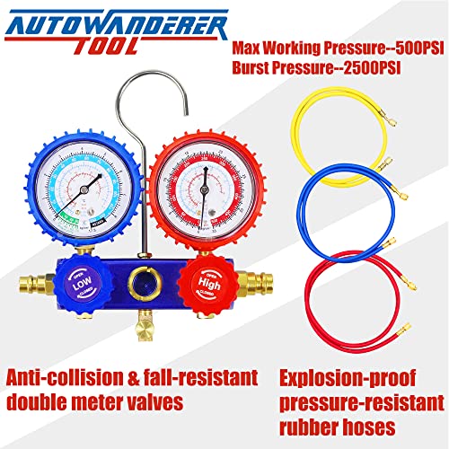 R134A Ac Gauge 3 Way A/C Manifold Gauge Set Air Conditioning Manifold Charging For R134A By Autowanderer Tool #TOP5