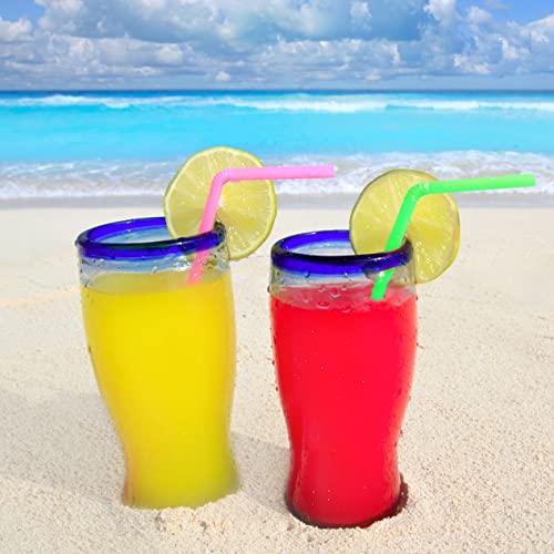 Alink 500-Pcs Neon Colored Flexible Drinking Straws, Plastic Disposable Bendy Straws - 7.75" X 0.23" #TOP5