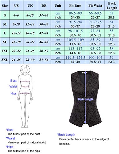 Women's Plus Vest Vintage Jacquard Waistcoat Button Down Dressy Vests Sleeveless Jacket(L,White) #TOP2
