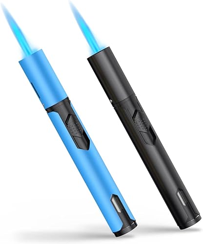 Paquete de 2 encendedores de butano de llama de chorro ajustable, encendedor de gas recargable para velas, parrilla, barbacoa, chimeneas de