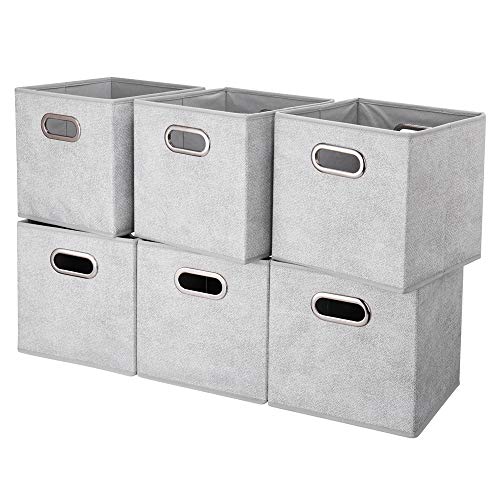 HSDTCollapsible Cloth Cubes Storage Bins Baskets Boxes Grey-White Lattice Pattern 10.5 x 10.5 x 11 Inches - Pack of 6,QY-SC14-6,Brush gradient(Set of 3)