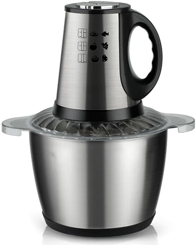 1000W Electric Food Processor and Meat Chopper, 3L Large Stainless Steel Bowl, 4-Blade Bi-Level System, Low Noise Vegetable Grinder and Mincer for Home Kitchen