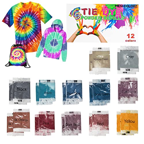 Tie Dye Powder │Tie Dye Powder Refills For Tie Dying │Fabric Dyes │12 Colors Tie Dye Powder │Refills For Tie Dye │Mesi Colorz Tie Dye Refills #TOP1