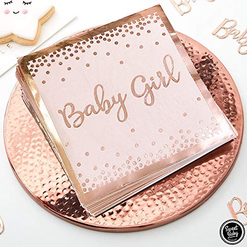 Sweet Baby Co. Baby Shower Plates And Napkins Girl For 24 With Rose Gold Pink Paper Plates, Dessert Plate, Napkins, Disposable Cups For Tea Party Supplies Or Floral Decorations Or Girls Birthday Set #TOP3