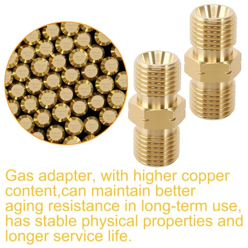 4 Stück Messing Gasschlauch Verbinder Doppelnippel 1/4'' AG Links, Gas adapter, DN8 lks Doppelnippel Kupplung Propan Acetylen Gasschlauch Außengewinde für Klimaanlagen Solaranlagen Sanitär