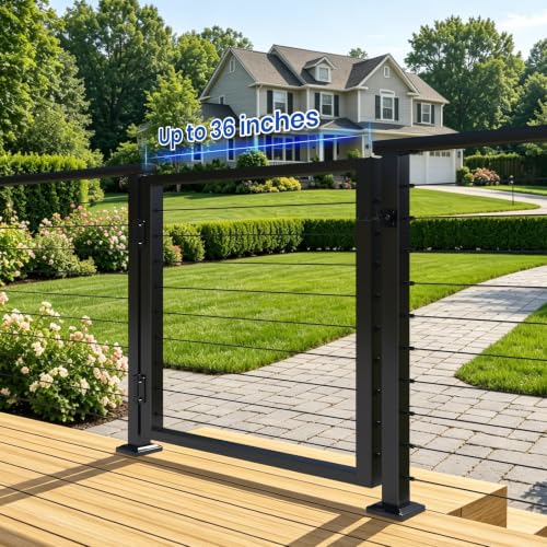 BLIKA Aluminium Cable Railing Gate Black for Wood Metal 36" Cable Railing System Outdoor, 36" W X 32.5" H by BLIKA - Image 5