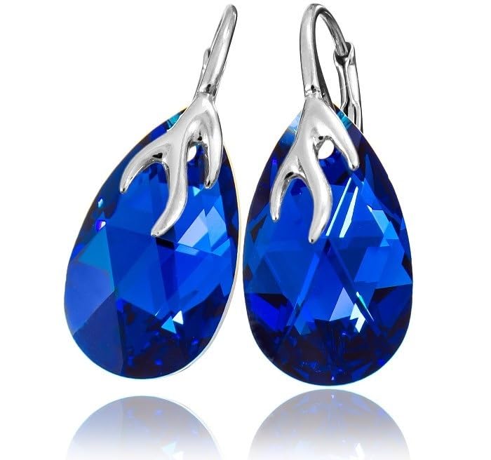 Boucles d'oreilles bleu comète argent 925, le cadeau idéal avec cristaux