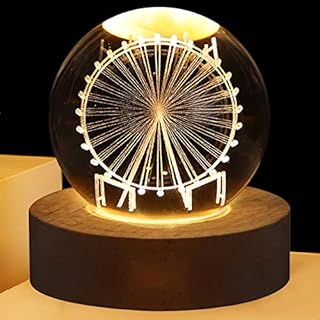 Crystal Ball Night 3D Planet Crystal Ball with LED Light Base,3D Solar System Crystal Ball Galaxy Lamp Planets Crystal Ball Night Rechargeable Bedside Night Light Tabletop Decor Astronomy Gifts