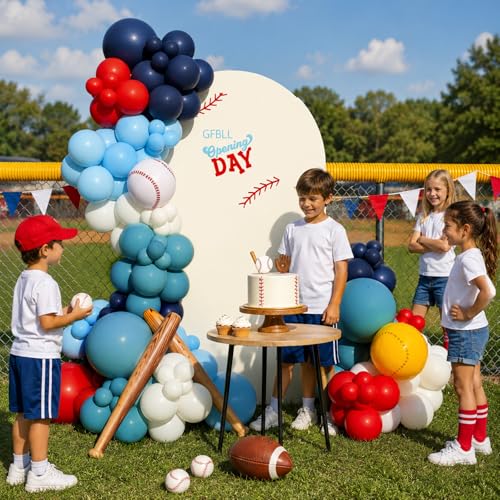Image of Red Blue White Balloons, 50PCS Boy Baseball Birthday Nautical Party Balloon