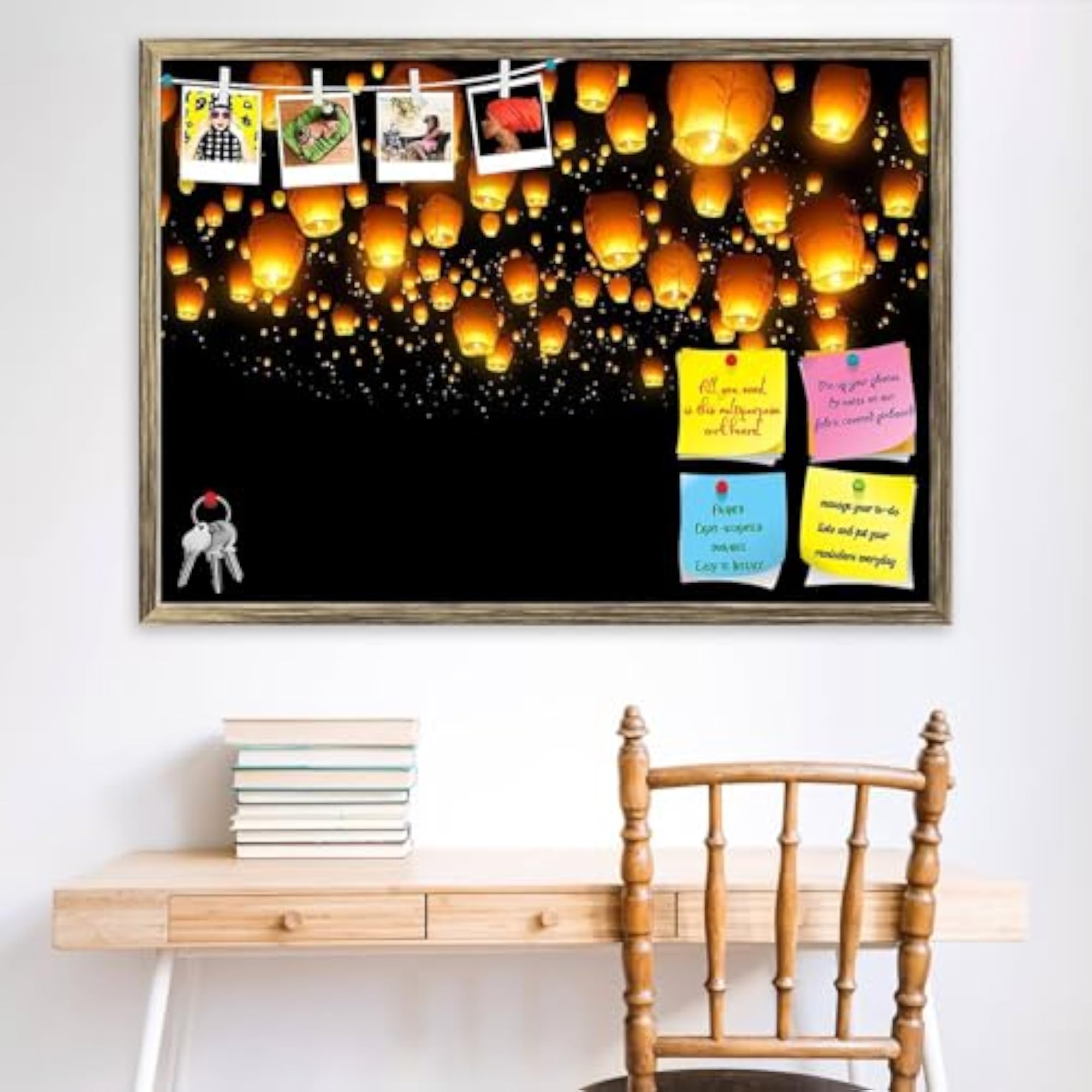 Flying Lanterns Bulletin Board with Push Pins