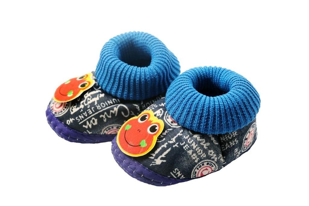 Advik Enterprises Unisex Newborn Baby Booties First Walking Shoes Sandals with Anti Slip Sole Footwear 0-8 Months (Blue) (0_Months)