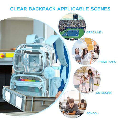 Image of Cusangel Clear Backpack for School,16in Heavy Duty Clear BookBag,TPU Large Capacity Black See Through backpack for Stadiums,Concerts,Plastic transparente para mujer for 8Age+