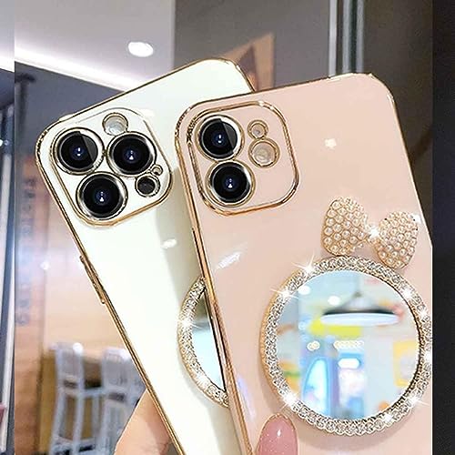 Image of KC Back Cover for Oneplus Nord CE 3 5G, Round Bow Mirror Electroplated Soft Silicone Camera Protection Case - Pink