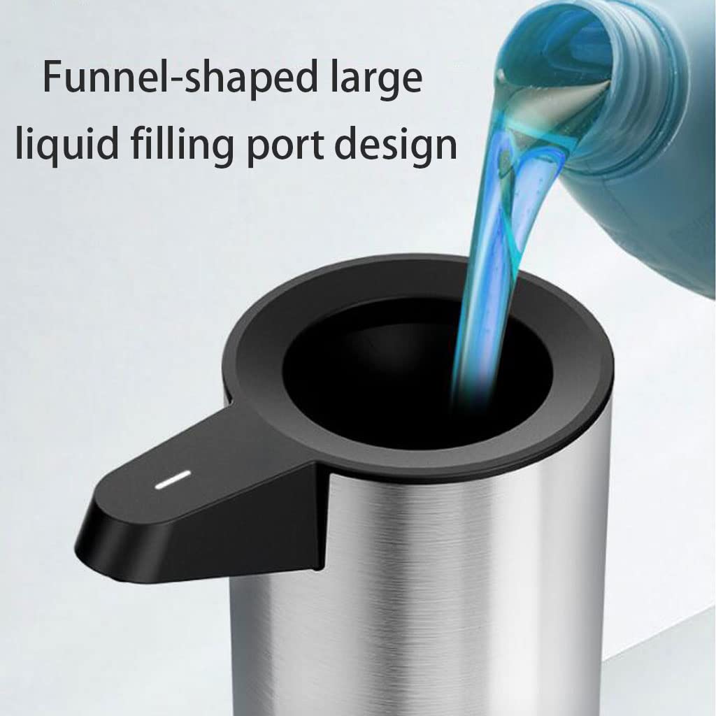 KUDLI Dispenser di Sapone da appoggio Dispenser di Liquido a rilevamento Automatico Bottiglia di Sapone da Bagno in Acciaio Inossidabile Ricaricabile 280 ml / 9,9 Once