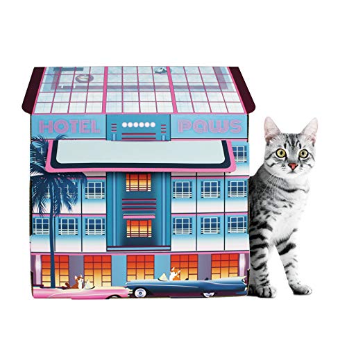 American Cat Club Miami Vibes Hotel Cat House & Scratcher w/ Catnip - Thumbnail 2