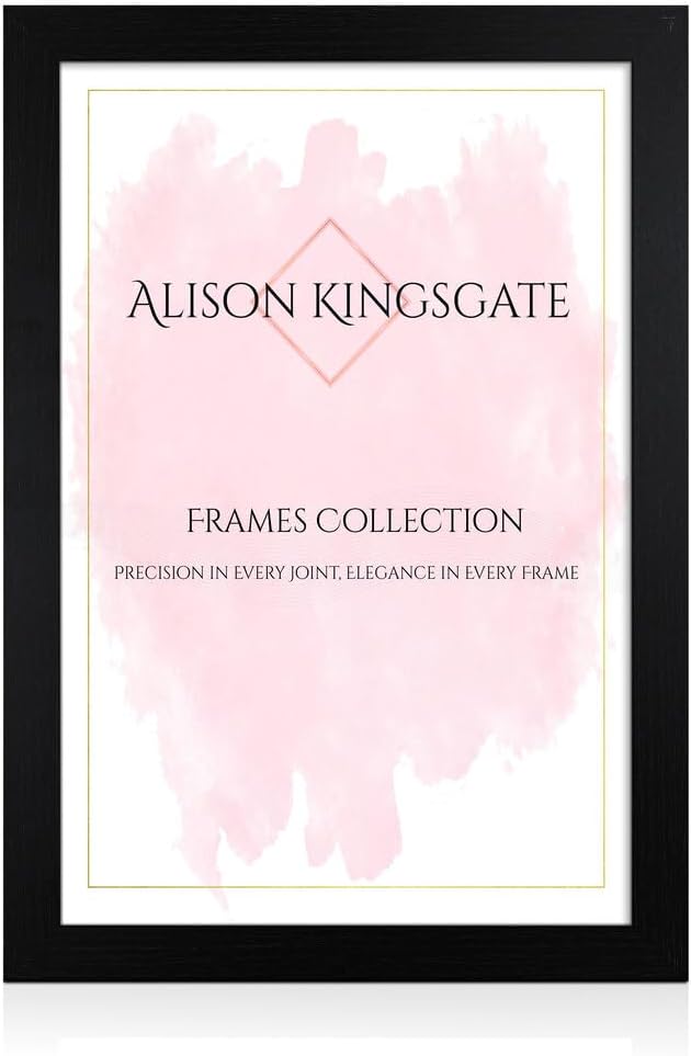 Alison Kingsgate Modern 14X10 Black Picture Frames- Engineered Wood Photo Frame with Shatterproof Perspex Front- Ideal for Posters, Certificates & Artwork- Wall Mount or Tabletop Display