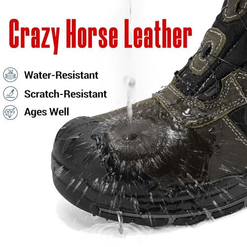 Image of Composite Toe Work Boots for Men and Women - Exceeds Steel Toe Protection, Quick Fit System, Kevlar Puncture-Resistant Midsole, S3 HRO Certified, Heat-Resistant, Waterproof, Rubber Slip-Resistant Outsole, Safety Shoes for Industrial & Welding Use